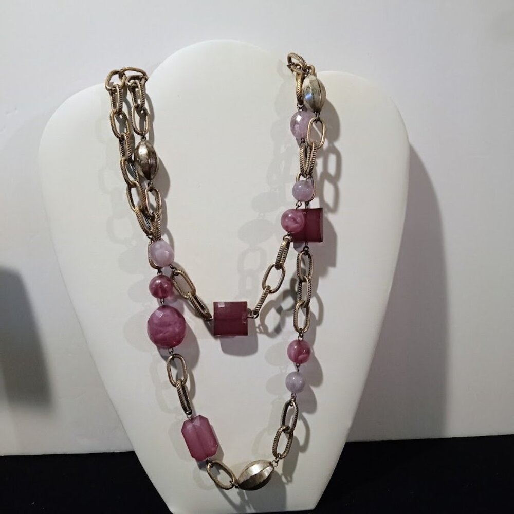 Vintage 44" Continuous Chunky X Long Fun Lightweight Lilac/Purples Necklace